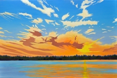 Sunset-over-a-Lake-2022-Oil-on-Linen-24x36